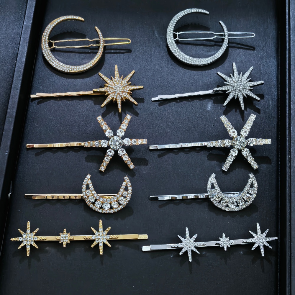 3/4 pcs set Crystal Star Hairp - Tech Accessories Women 评论和价格